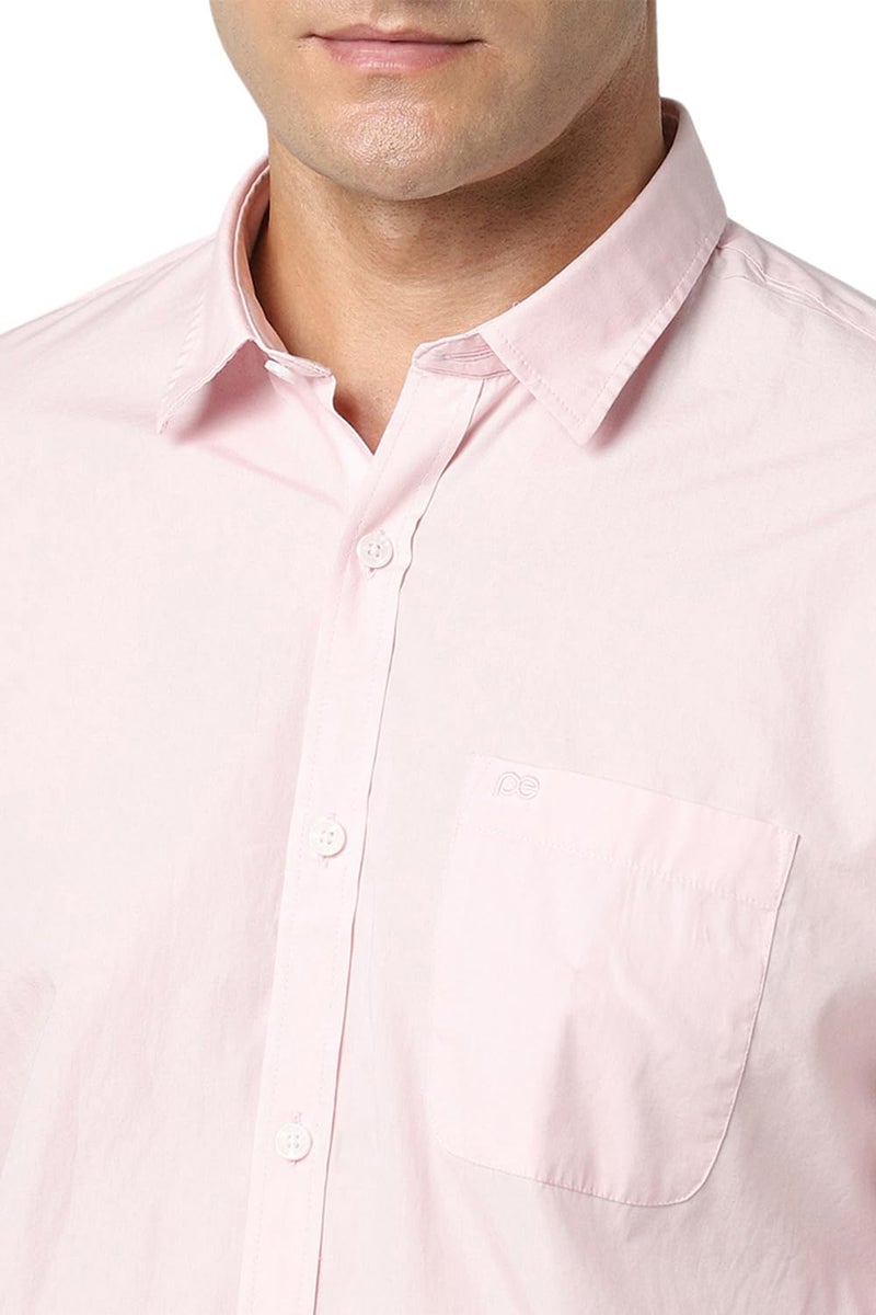 Peter England Men's Solid Slim Fit Full Sleeve Casual Shirt| 100% Cotton Pink - Image 5