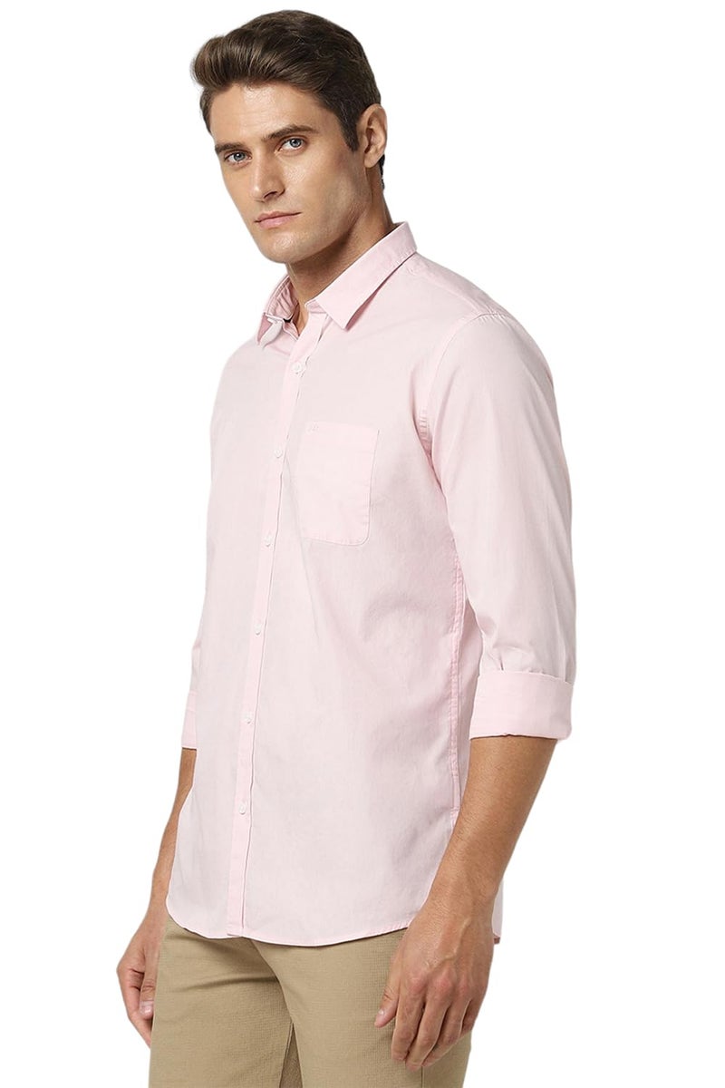 Peter England Men's Solid Slim Fit Full Sleeve Casual Shirt| 100% Cotton Pink - Image 2