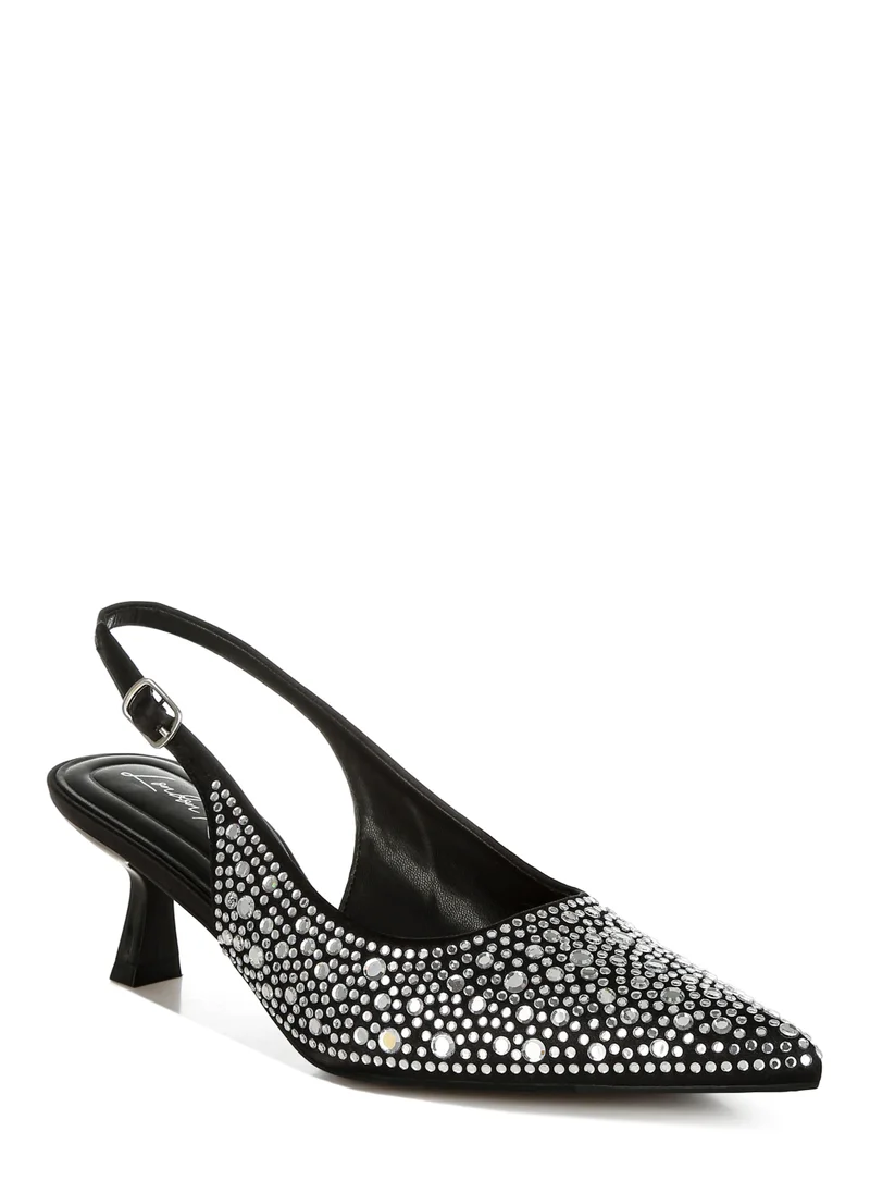 London Rag Pointed Toe Rhinestone Slingbacks in Black