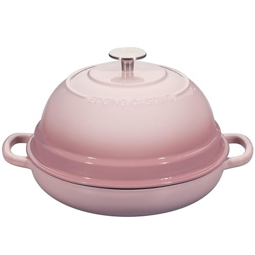 EDGING CASTING Enameled Cast Iron Dutch Oven Pot with Lid, Round Bread Oven for Homemade Sourdough Bread Baking, 6 Quart, Pink - Image 1