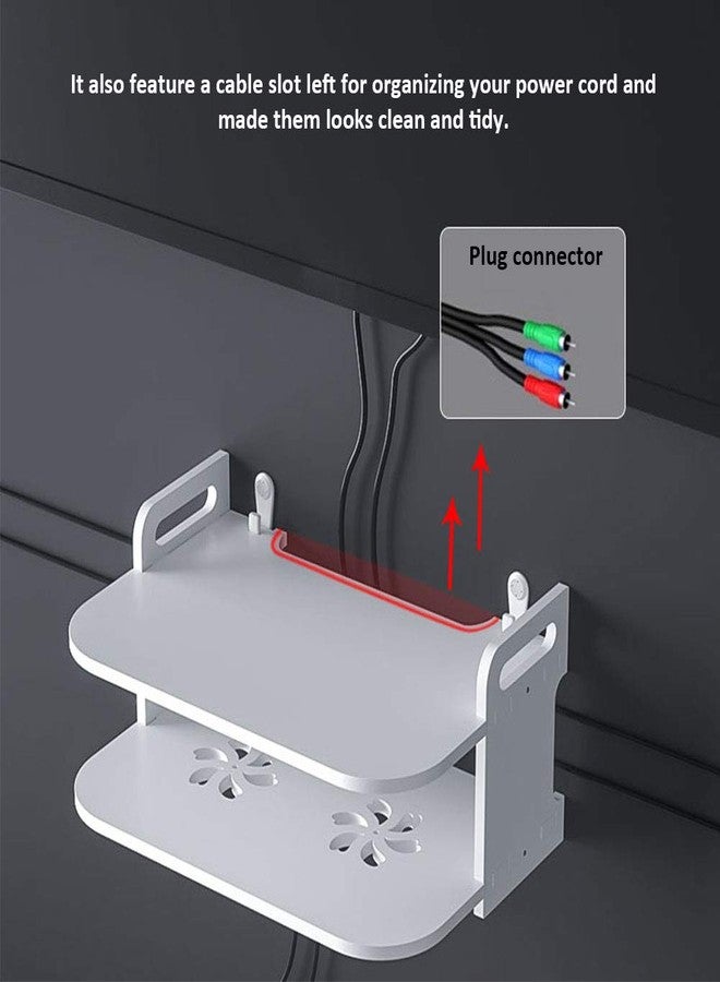 Herxsin Floating Shelf for TV Components, White Floating TV Stand Wall Mounted Media Console Shelf Mini Storage Box Router Shelfs for Home(Color:White) - Image 4