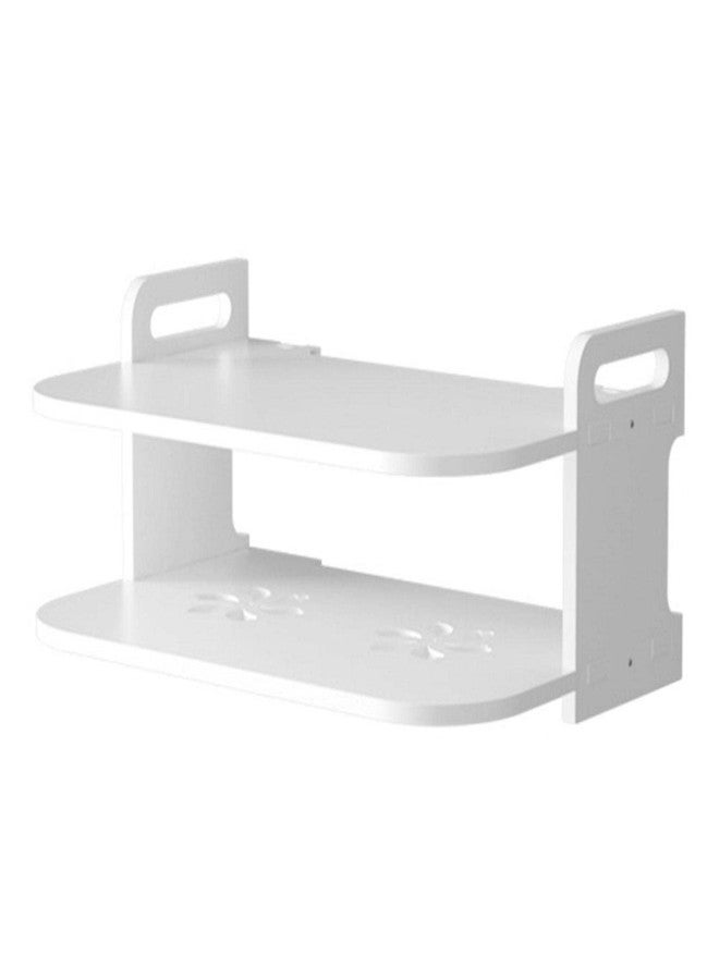 Herxsin Floating Shelf for TV Components, White Floating TV Stand Wall Mounted Media Console Shelf Mini Storage Box Router Shelfs for Home(Color:White) - Image 1