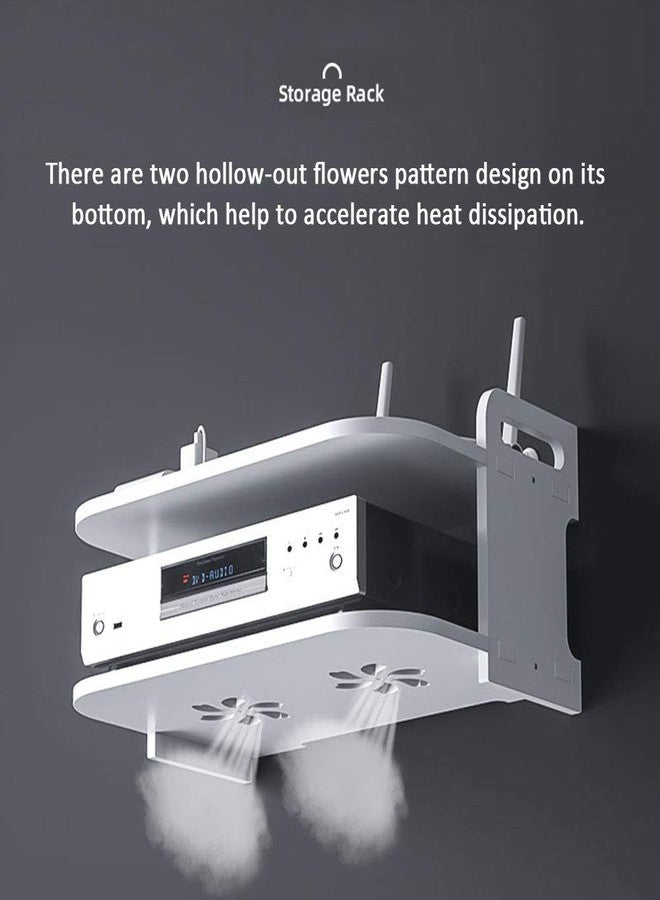 Herxsin Floating Shelf for TV Components, White Floating TV Stand Wall Mounted Media Console Shelf Mini Storage Box Router Shelfs for Home(Color:White) - Image 3