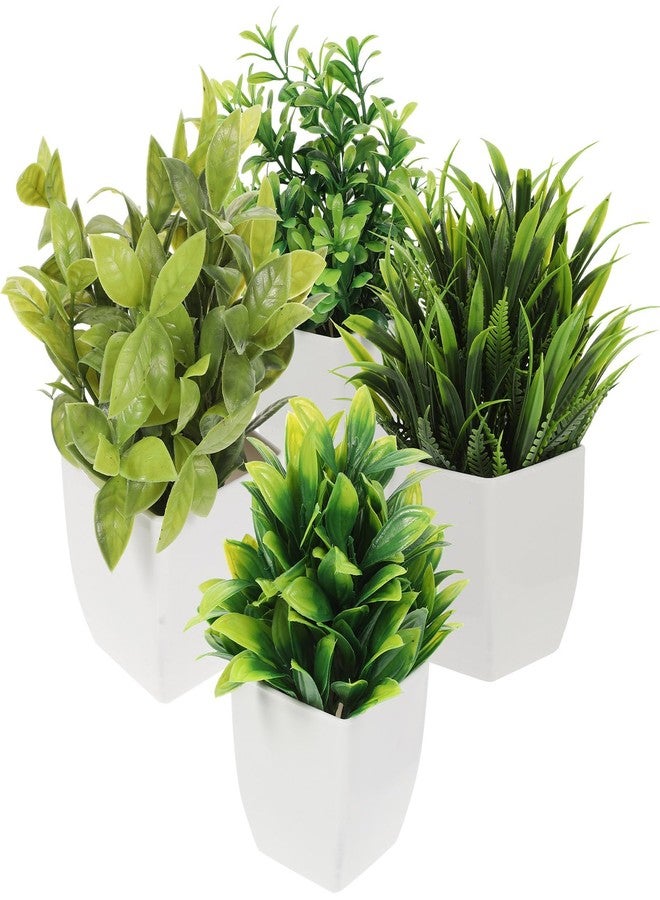 DIYEAH Mini Fake Potted Plants Set of 4 Artificial Bonsai Desktop Decor 5.90 Inch Faux Plants for Home Office Table Indoor Greenery Decoration - Image 1