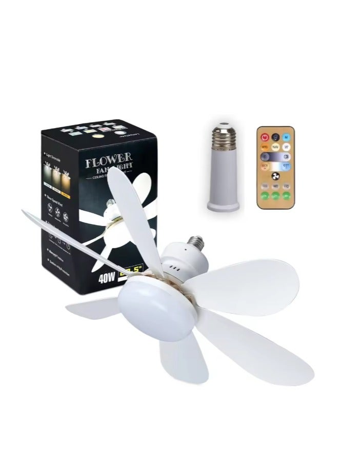 MODI Small Ceiling Fan Light with Remote – 30W LED Dimmable Fan Lamp | 3 Color Modes (3000K/4000K/6500K), Modern Low Profile Ceiling Light for Bedroom, Kitchen, Office – Quiet Motor, White - Image 1