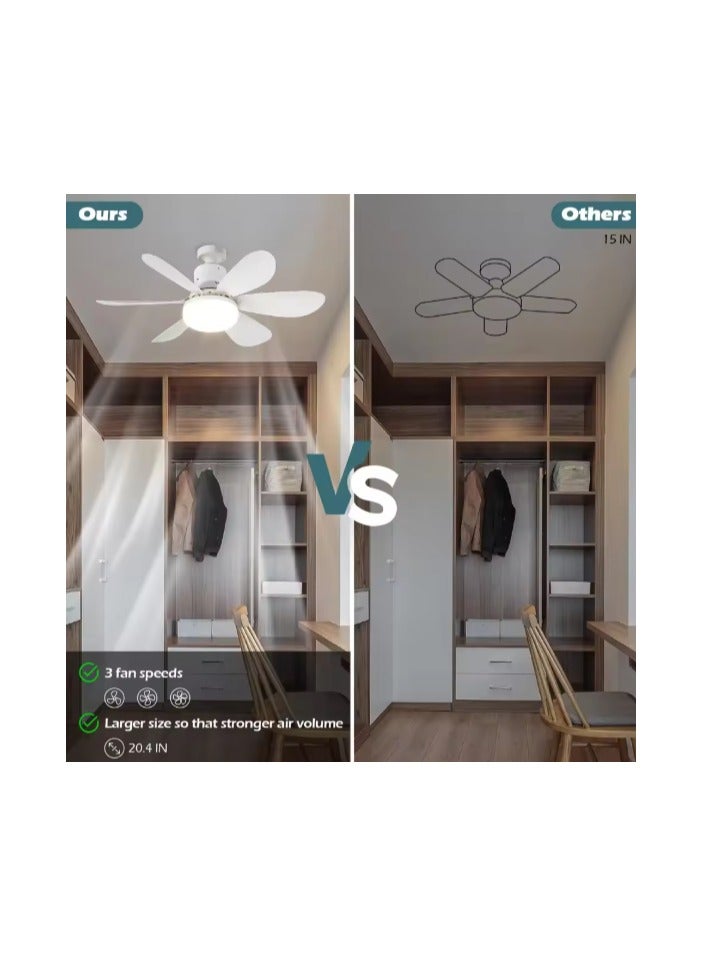 MODI Small Ceiling Fan Light with Remote – 30W LED Dimmable Fan Lamp | 3 Color Modes (3000K/4000K/6500K), Modern Low Profile Ceiling Light for Bedroom, Kitchen, Office – Quiet Motor, White - Image 2