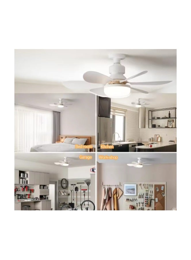 MODI Small Ceiling Fan Light with Remote – 30W LED Dimmable Fan Lamp | 3 Color Modes (3000K/4000K/6500K), Modern Low Profile Ceiling Light for Bedroom, Kitchen, Office – Quiet Motor, White - Image 4