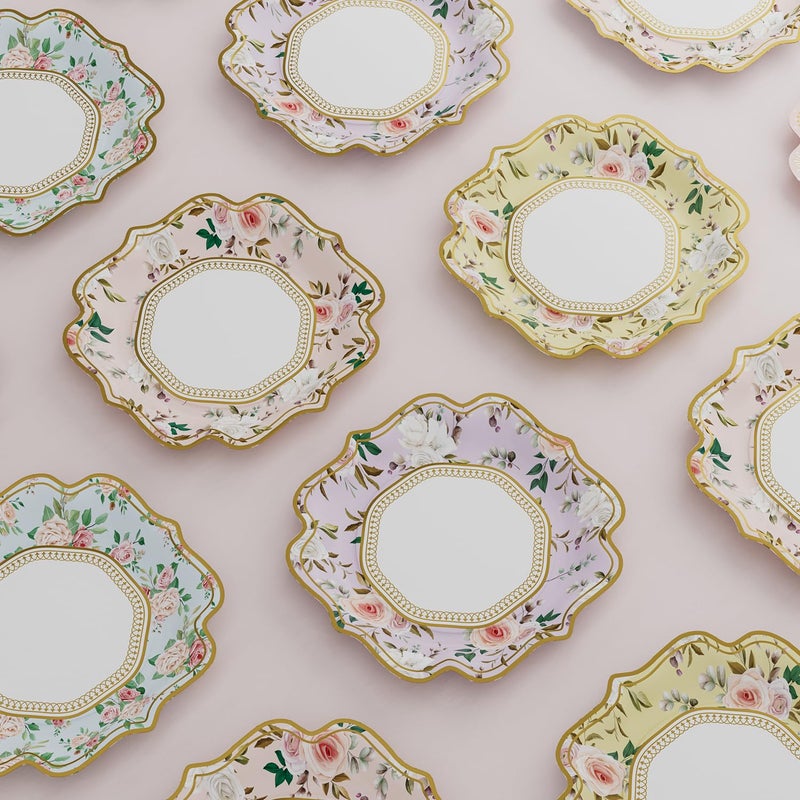 UAEYW 48 Pack Floral Paper Plates Vintage Garden Party Decorations 9 Inches Disposable Plates Tableware for Spring Afternoon Tea Table Party Baby Bridal Shower Birthday Wedding Decor - Image 5