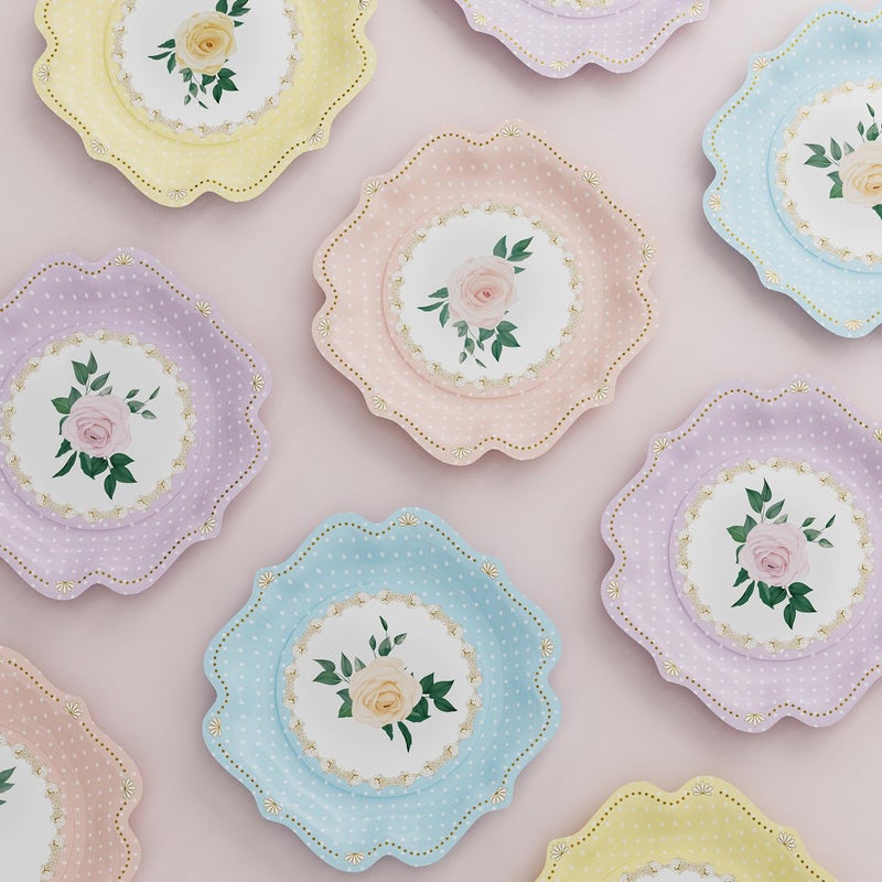 UAEYW 48 Pack Floral Paper Plates Vintage Garden Party Decorations 9 Inches Disposable Plates Tableware for Spring Afternoon Tea Table Party Baby Bridal Shower Birthday Wedding Decor - Image 4
