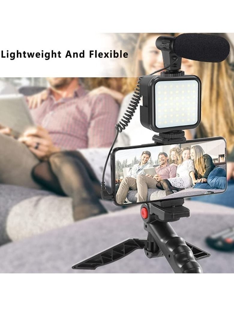 Smartphone & Camera Vlogging Studio Kits Video Shooting Photography Suit with Microphone LED Fill Light Mini Tripod - Image 4