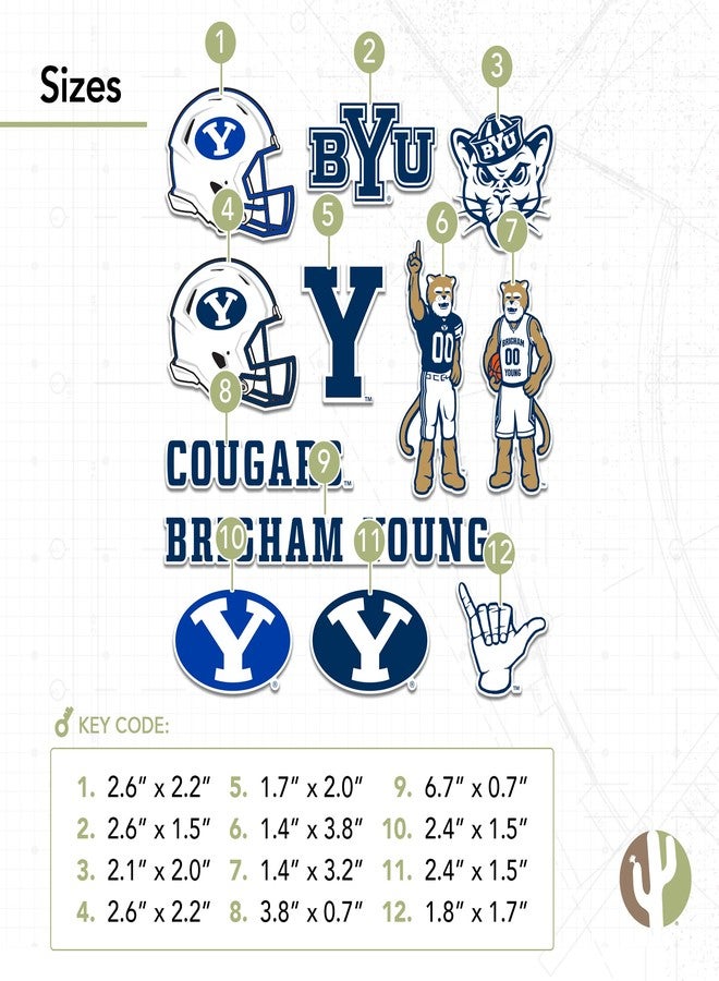 Desert Cactus Brigham Young University Sticker Cougars BYU Cougs Vinyl Decals Laptop Water Bottle Car Scrapbook Sheet T2 (Type 2) - Image 3