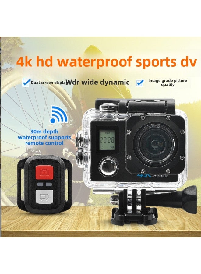 External Single Underwater Camera Full HD 4K P Waterproof Snorkeling Dual Screen Waterproof Camera Motion Camera Dual Screen Remote Control-Color:Standard English Version In Black  - Image 4