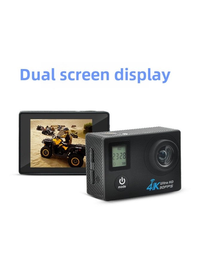 External Single Underwater Camera Full HD 4K P Waterproof Snorkeling Dual Screen Waterproof Camera Motion Camera Dual Screen Remote Control-Color:Standard English Version In Black  - Image 3