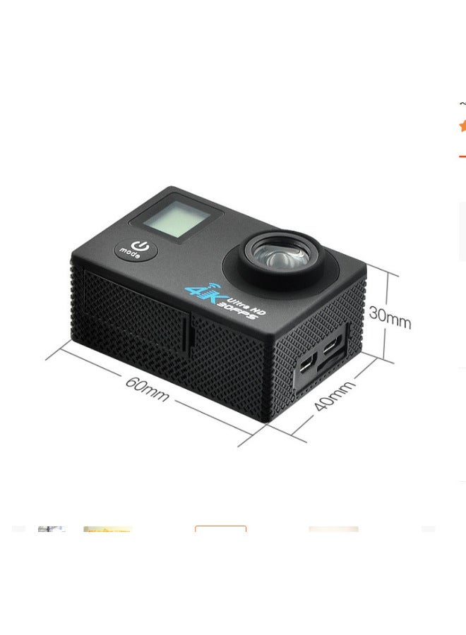 External Single Underwater Camera Full HD 4K P Waterproof Snorkeling Dual Screen Waterproof Camera Motion Camera Dual Screen Remote Control-Color:Standard English Version In Black  - Image 1