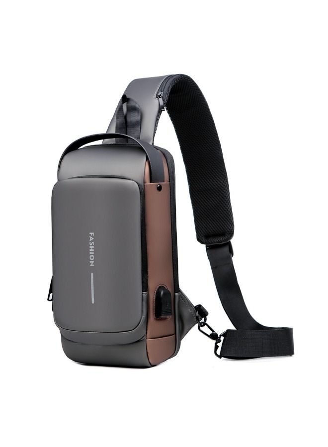 Anti Theft Crossbody Sling Bag Waterproof Chest Bag with USB Charging Shoulder Backpack for Men Women  - Image 1