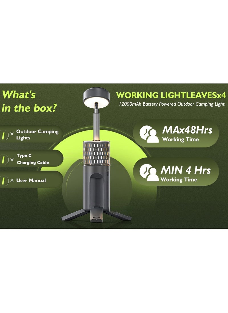 Portable Rechargeable Camping Light, Multi-Functional Outdoor Light, Telescoping Light, Telescopic Camping Lantern, Cordless Work Light with Adjustable Stand, Brightness Adjustment