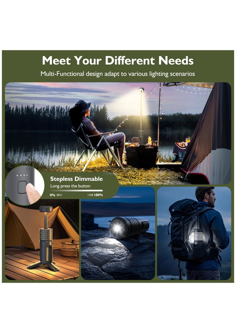 Portable Rechargeable Camping Light, Multi-Functional Outdoor Light, Telescoping Light, Telescopic Camping Lantern, Cordless Work Light with Adjustable Stand, Brightness Adjustment