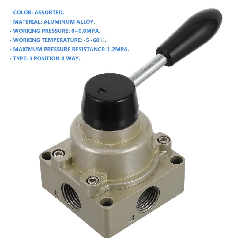 Nolitory Air Hand Lever Valve 4 Way Rotary Lever Control Valve Aluminum Alloy for Industrial Air Pressure and Air Flow Control Applications - Image 4