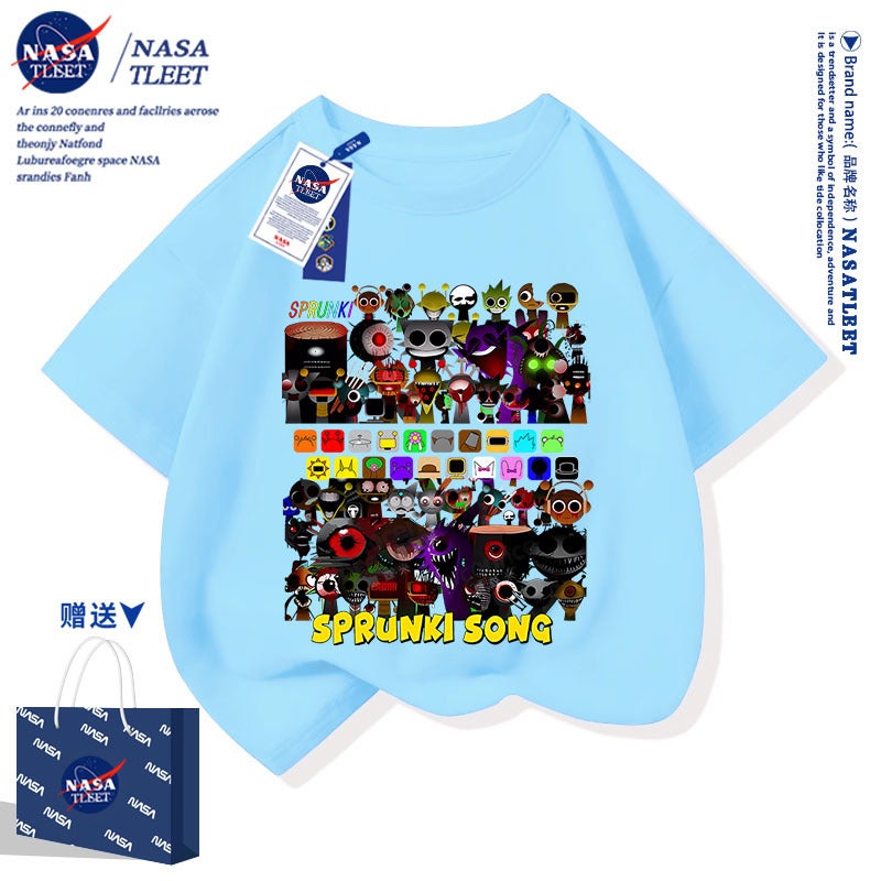 Nasa Joint Sprunki Music Game Rhythm Box Boys And Girls T-Shirt Short Sleeve Cotton Fashionable - Image 1