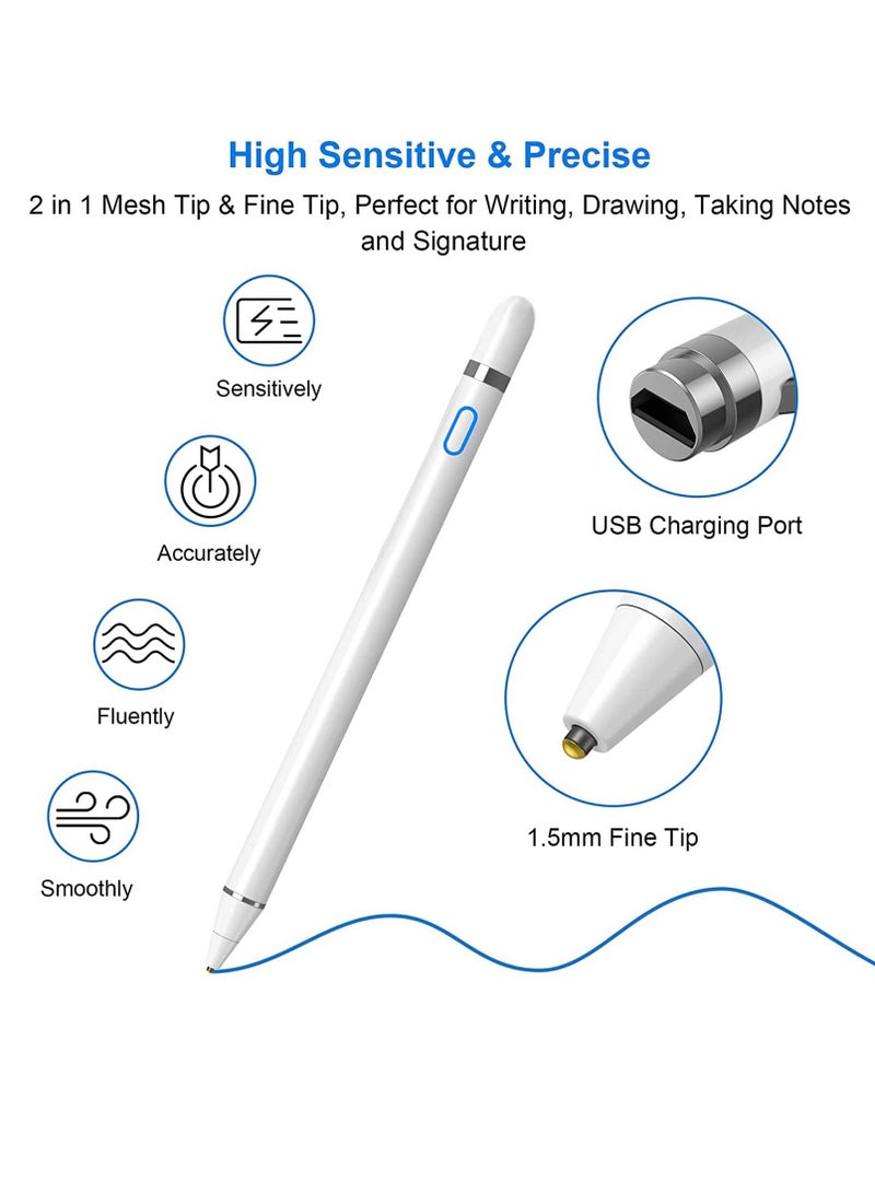 قلم ستايلس مع رافضة راحة اليد لأبل / سامسونج / هواوي أبيض - Image 3