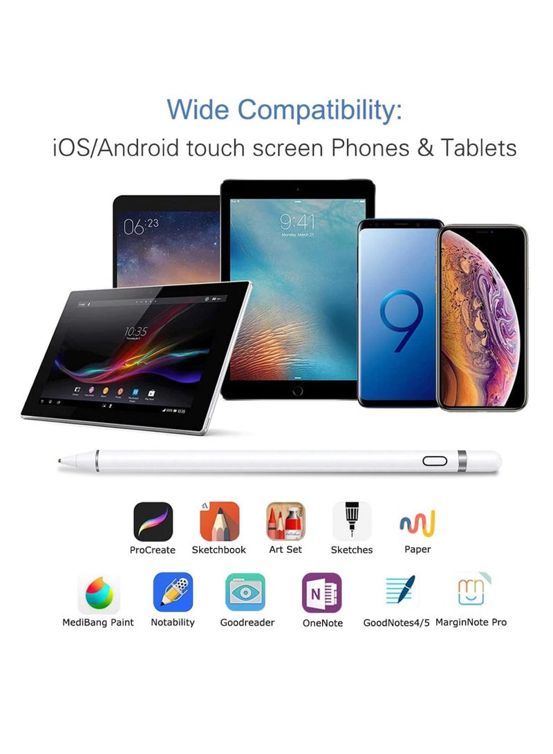 قلم ستايلس مع رافضة راحة اليد لأبل / سامسونج / هواوي أبيض - Image 4