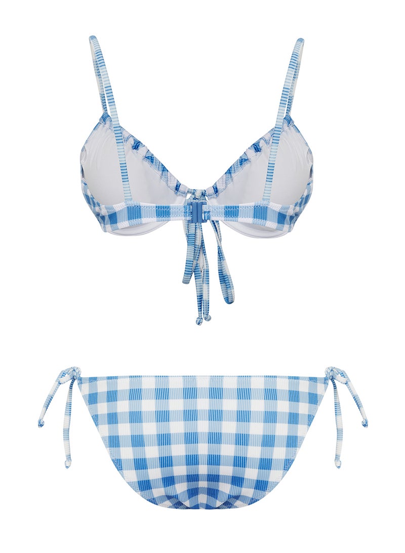 trendyol Plaid Patterned Tunnel Balconette Covered Regular Waist Bikini Set Tbess25Bt00093 - Image 5