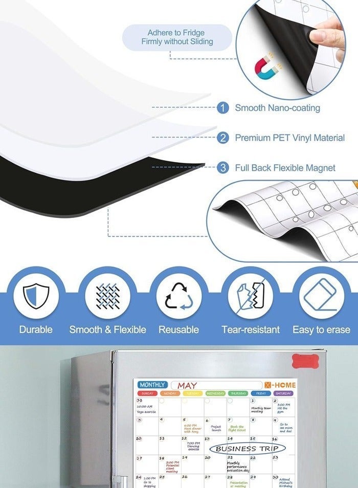 Magnetic Attraction Schedule, Calendar, Memo, Message Board, Writing Refrigerator Sticker, Erasable Memo Sticker - Image 2