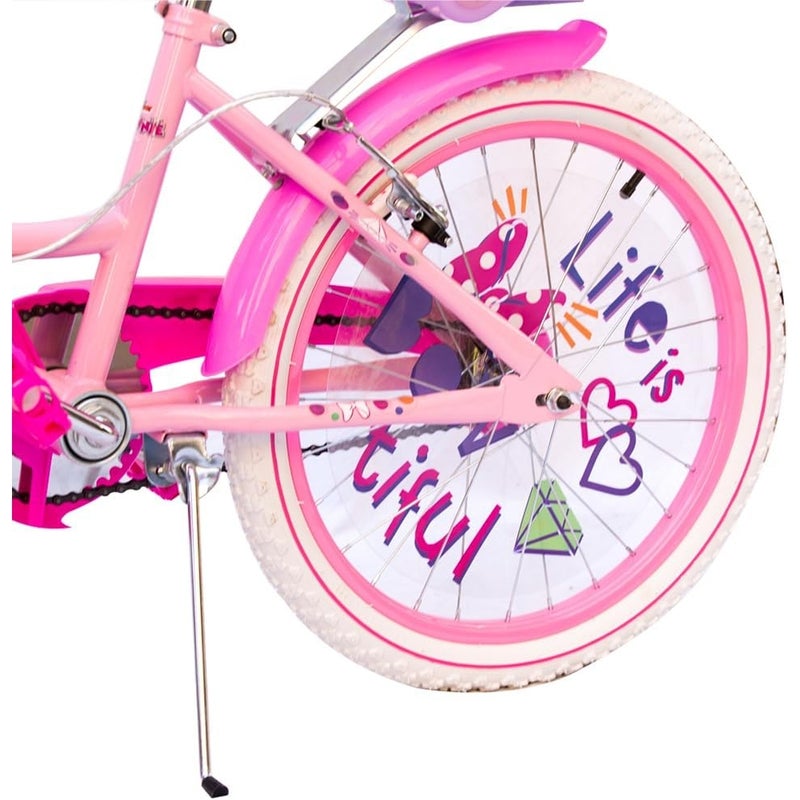 Dream Land Cute Stickers Pinky Ride on Bicycle with Back Seat & Basket - CU3590 - Image 3