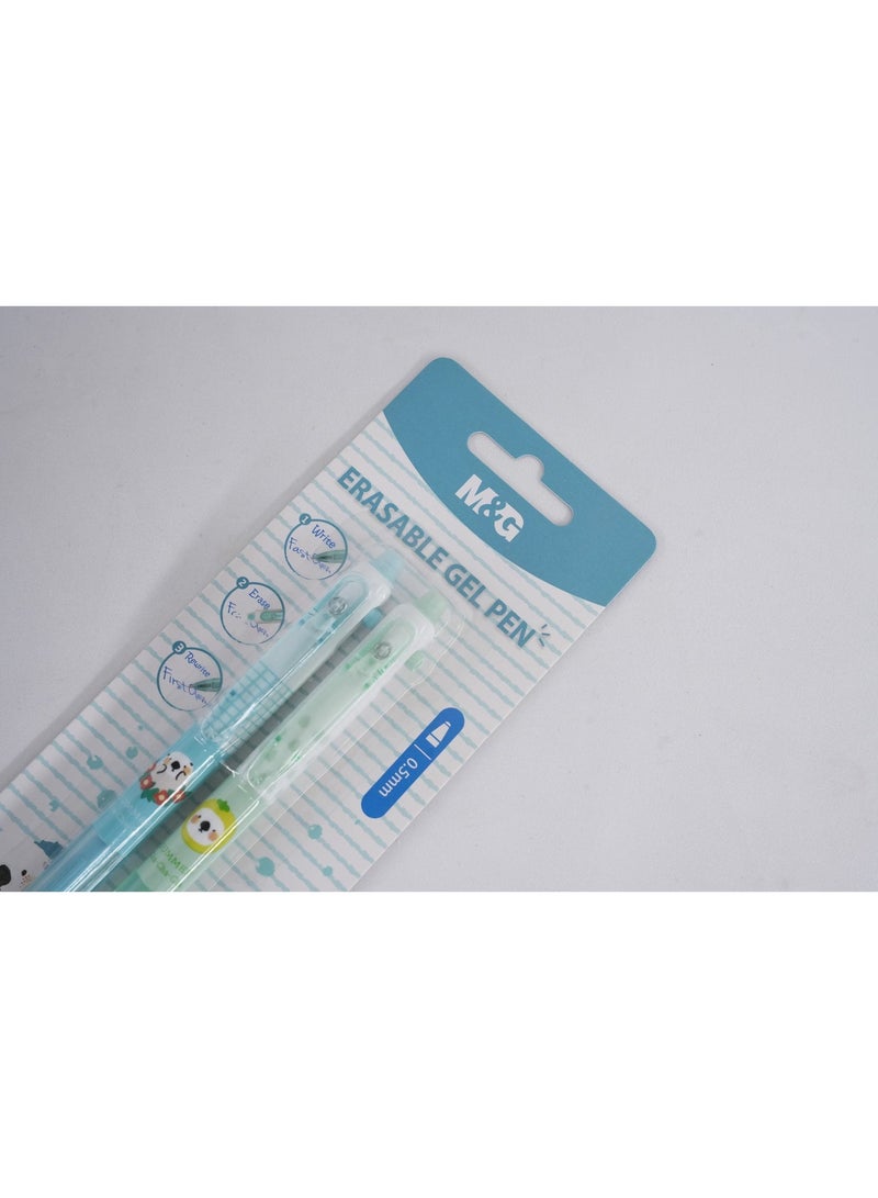 M&G  Retractable Eraserable Gel Pen 0.5mm  Ink color:  crystal blue 2 packets each one 2 pcs Blister card package - Image 3