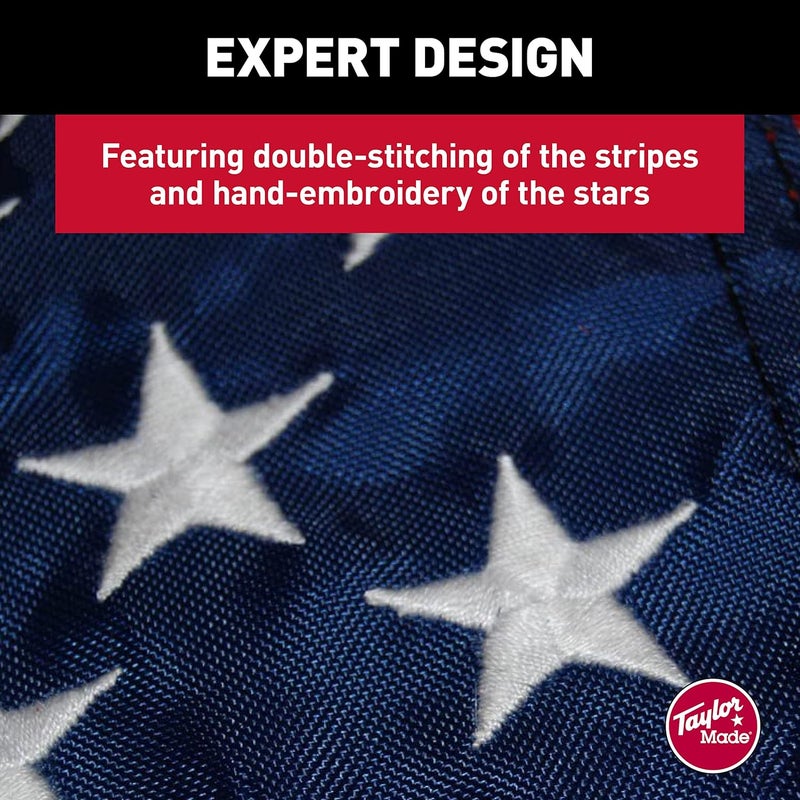 TaylorMade Taylor Made Sewn American Flag for Boats, 16" x 24", Marine-Grade Nylon, Fade Resistant, Brass Grommets, Embroidered Stars and Stripes, Flag only - 2020109195 - Image 4