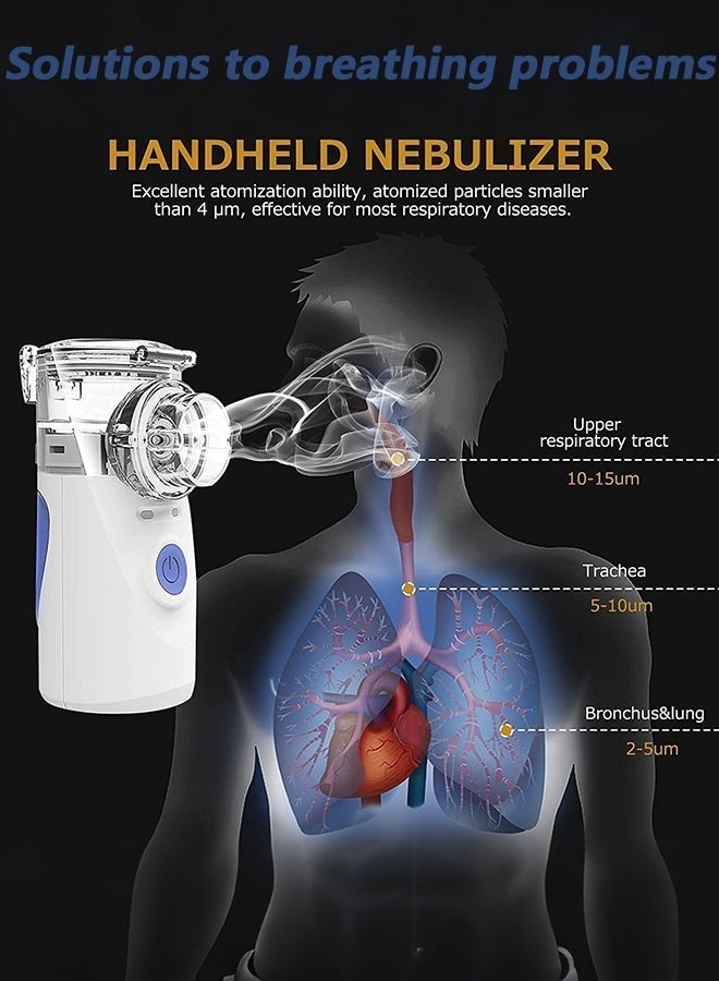 صورة العالمة آلة التبخير المحمولة للأطفال، الكبار، والرضع، جهاز تبخير صغير، مرذاذ البخار للاستنشاق، جهاز شبكي يدوي قابل لإعادة الشحن عبر USB، جهاز تبخير بالموجات فوق الصوتية مع طريقتين للاستخدام للأطفال الذين يعانون من مشاكل في التنفس، مناسب للاستخدام في المنزل، المكتب، وخارج المنزل. - Image 2
