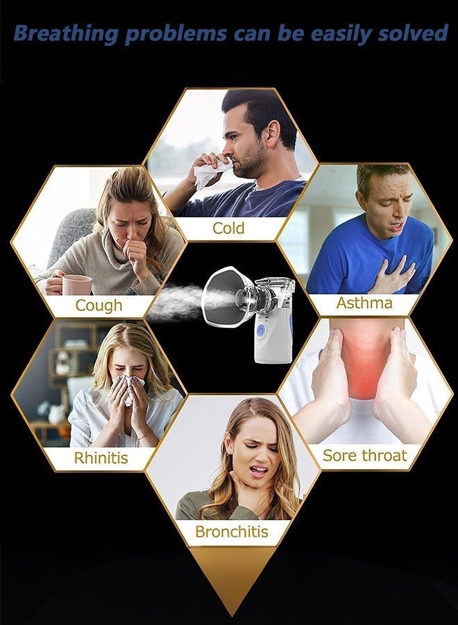 صورة العالمة آلة التبخير المحمولة للأطفال، الكبار، والرضع، جهاز تبخير صغير، مرذاذ البخار للاستنشاق، جهاز شبكي يدوي قابل لإعادة الشحن عبر USB، جهاز تبخير بالموجات فوق الصوتية مع طريقتين للاستخدام للأطفال الذين يعانون من مشاكل في التنفس، مناسب للاستخدام في المنزل، المكتب، وخارج المنزل. - Image 5