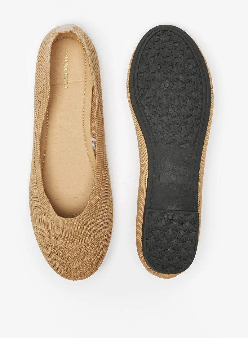 Flora Bella Textured Slip-On Round Toe Ballerina Shoes