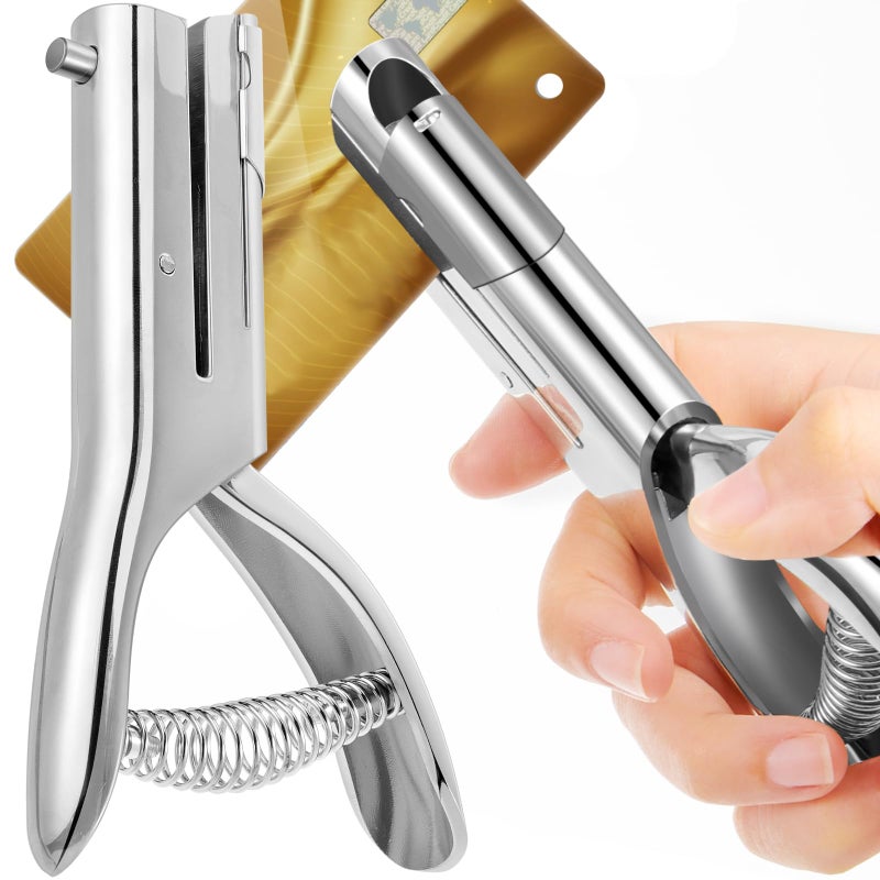 Chumia 1 Pcs Heavy Duty Hole Punch 2 Long Reach 14 Inch Paper Single One Hole Puncher Deep Throat Reduced Effort Hand Held Alloy Punch for ID PVC Cards 5 Inch Tall 25 Sheet Capacity - Image 2