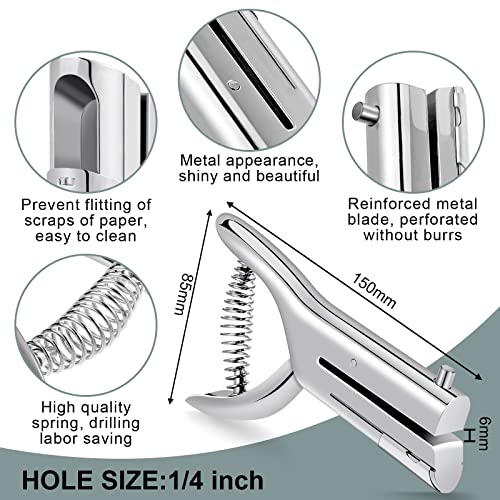 Chumia 1 Pcs Heavy Duty Hole Punch 2 Long Reach 14 Inch Paper Single One Hole Puncher Deep Throat Reduced Effort Hand Held Alloy Punch for ID PVC Cards 5 Inch Tall 25 Sheet Capacity - Image 3