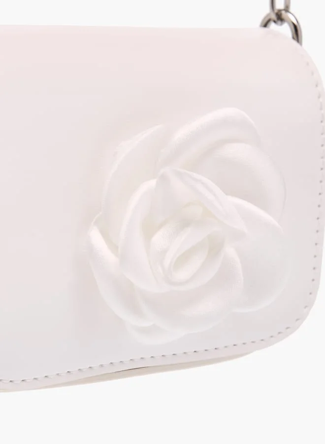 فلورا بيلا من شو إكسبرس Girls Rose Accent Crossbody Bag With Chain Strap And Flap Closure
