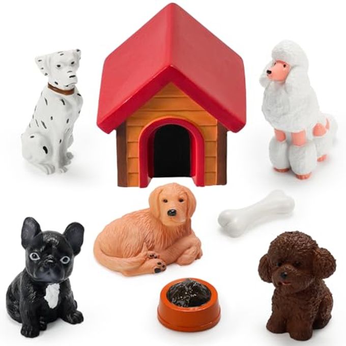 8PCS MINIATURE DOGS HOUSE FIGURINES TINY PUPPY DOG SETS ANIMAL FIGURES HOME DESK FAIRY GARDEN DECOR CAKE TOPPERS CHRISTMAS BIRTHDAY GIFT