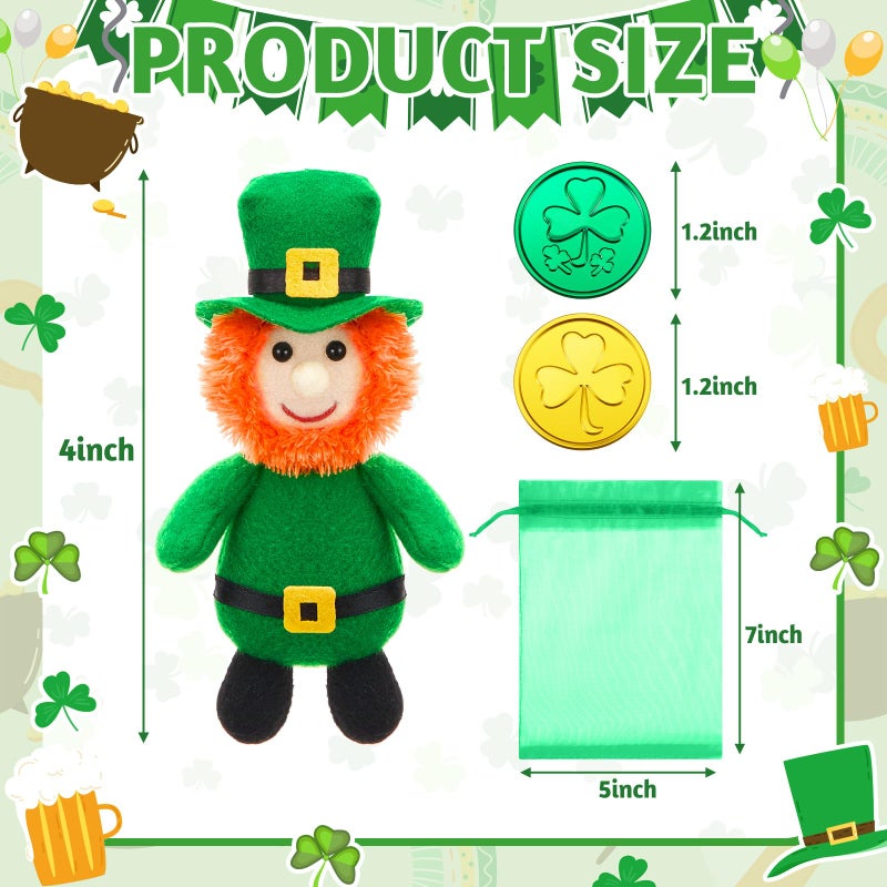 Shappy 6 Set Leprechaun Plush Boy Girl Toy St. Patrick's Day Plush Toy Doll with Shamrock Coins and Leprechaun Scavenger Hunt Letter St Patricks Day Decorations Irish Stuffed Decor (Boy) - Image 2