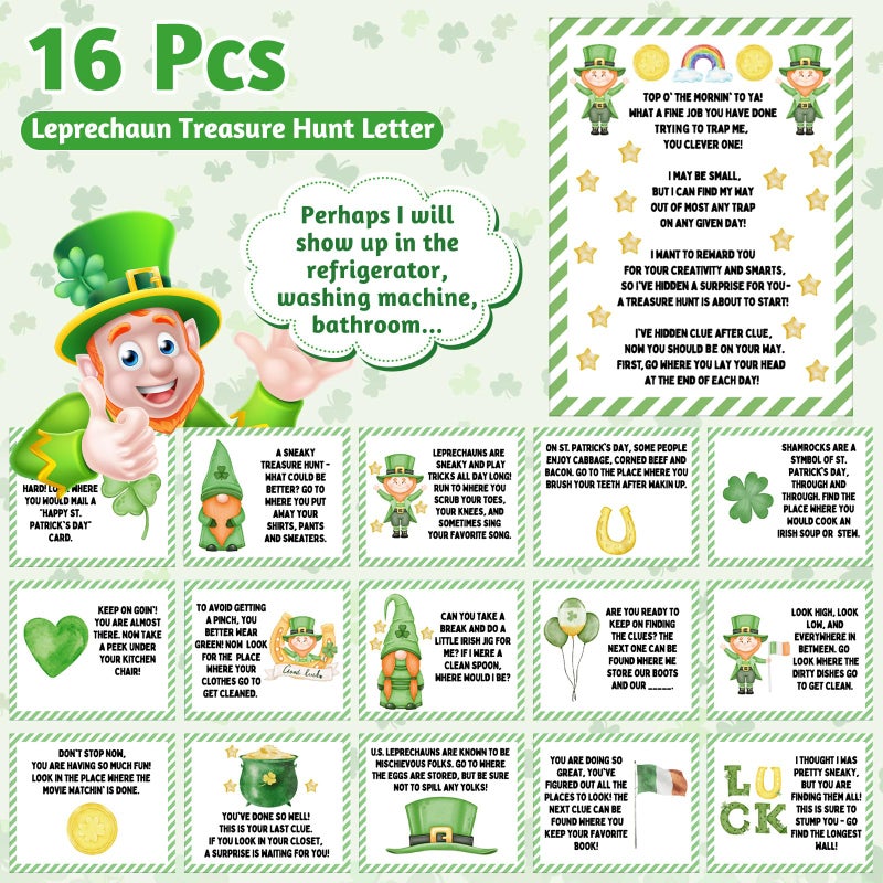 Shappy 6 Set Leprechaun Plush Boy Girl Toy St. Patrick's Day Plush Toy Doll with Shamrock Coins and Leprechaun Scavenger Hunt Letter St Patricks Day Decorations Irish Stuffed Decor (Boy) - Image 4
