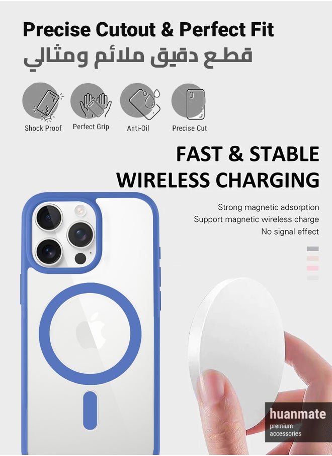 huanmate - Apple iPhone 16 Pro MagSafe Case Clear/Light Blue- High Quality Strong Magnet, Wireless Charging Compatible, Shockproof Protection, Ultra Slim Anti-Scratch Magnetic Cover for Apple iPhone 16 Pro - Image 1