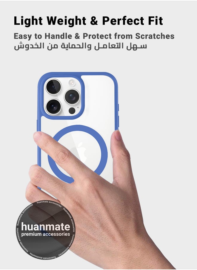 huanmate - Apple iPhone 16 Pro MagSafe Case Clear/Light Blue- High Quality Strong Magnet, Wireless Charging Compatible, Shockproof Protection, Ultra Slim Anti-Scratch Magnetic Cover for Apple iPhone 16 Pro - Image 1