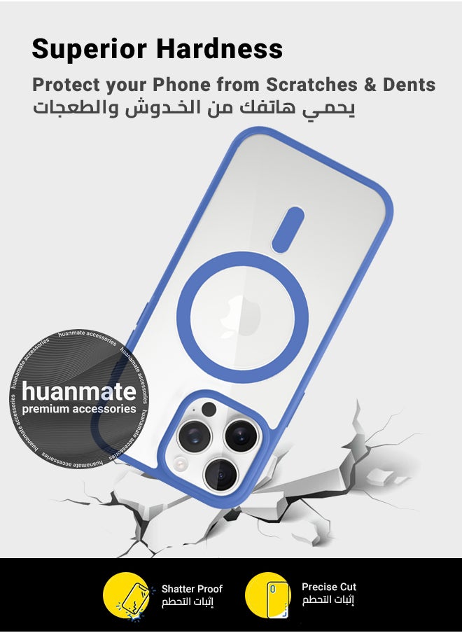 huanmate - Apple iPhone 16 Pro MagSafe Case Clear/Light Blue- High Quality Strong Magnet, Wireless Charging Compatible, Shockproof Protection, Ultra Slim Anti-Scratch Magnetic Cover for Apple iPhone 16 Pro - Image 1