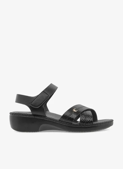 Le Confort Cross Strap Block Heel Sandals with Hook and Loop Closure