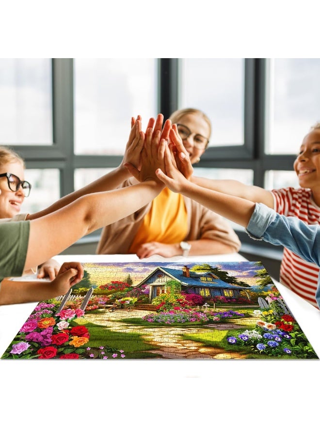 1000 قطعة لغز نمط الرسم الزيتي للتجول الافتراضي للقرية - استمتع بمزيج مثالي من الهدوء والفن - Image 4