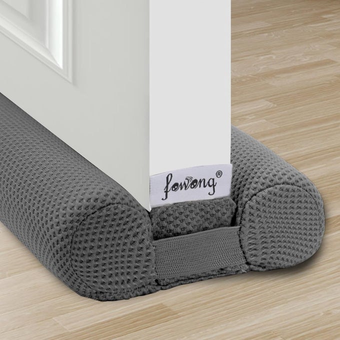 UNDER DOOR DRAFT STOPPER 32 INCH ADJUSTABLE DRAFT STOPPER FOR BOTTOM OF DOOR SOUNDPROOF WINDOW BREEZE BLOCKER GREY