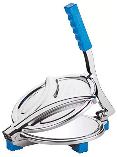 BHADANI SALES BHADANI SALES Stainless Steel Puri Maker Press Machine with Fitted Handle for PuriKhakhra Maker Silver BluePack of 1 65 inchNot RotI Maker  - Image 1