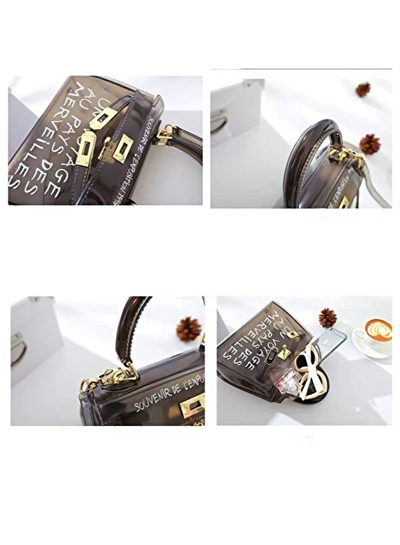 Excefore 2019 Clear Transparent PVC Bag Fashion Bags For WomenJelly Shoulder Bag Beach Letter Candy Women Crossbody Luxury  Handbag  - Image 3