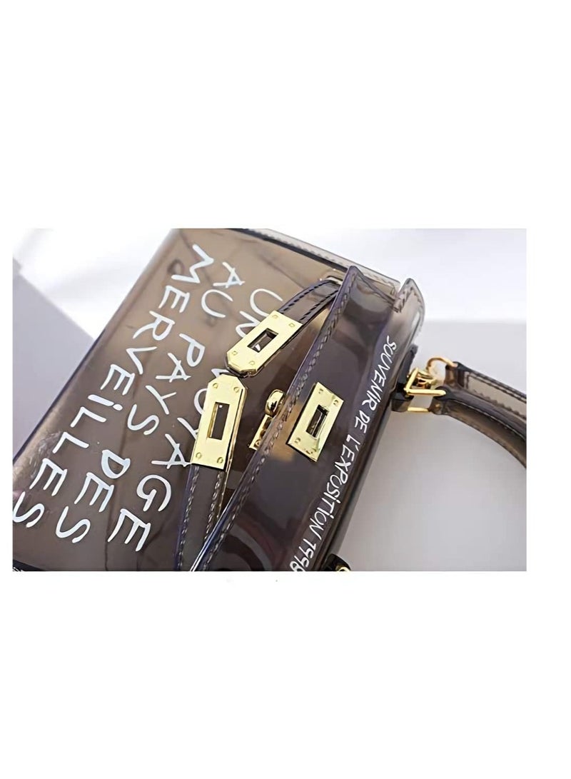 Excefore 2019 Clear Transparent PVC Bag Fashion Bags For WomenJelly Shoulder Bag Beach Letter Candy Women Crossbody Luxury  Handbag  - Image 2