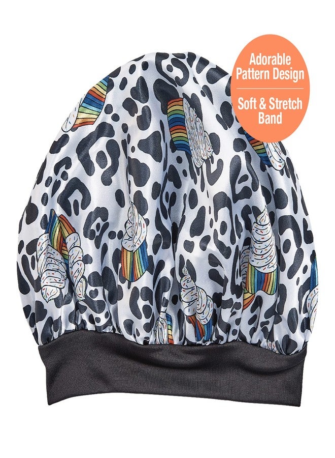 Red by Kiss Toddler Satin Bonnet Sleep Cap for Toddlers, Soft, Stretchy, and Safe, Protects Fragile Hair from Frizz & Breakage, Friction Bald Spots (Rainbow Cupcake, 18M-4T) - Image 2