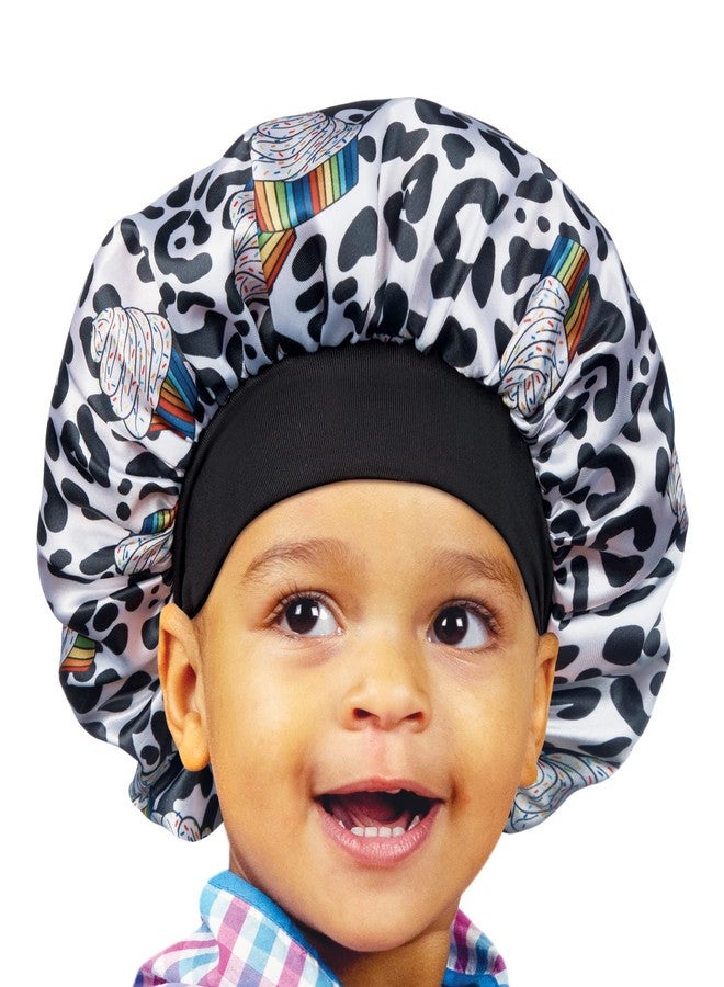 Red by Kiss Toddler Satin Bonnet Sleep Cap for Toddlers, Soft, Stretchy, and Safe, Protects Fragile Hair from Frizz & Breakage, Friction Bald Spots (Rainbow Cupcake, 18M-4T) - Image 1